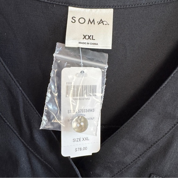 NEW Soma size XXL Black Oversized Button Up Swim Coverup - Picture 4 of 10